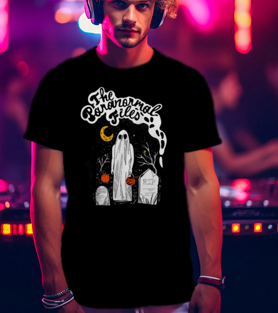 The Paranormal Files Ghost Halloween Cemetery Moon Stars RIP Pumpkin T-Shirt