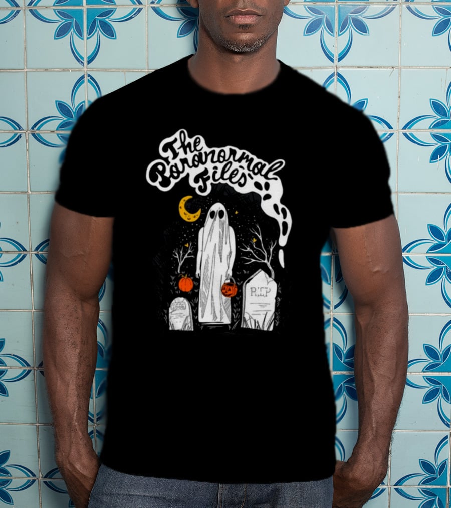 The Paranormal Files Ghost Halloween Cemetery Moon Stars RIP Pumpkin T-Shirt
