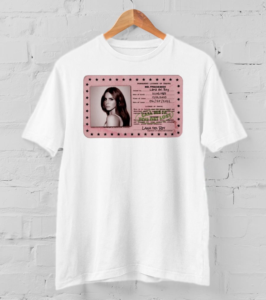 Permanent License Of Travel Lana Del Rey Id Card Stars T-Shirt