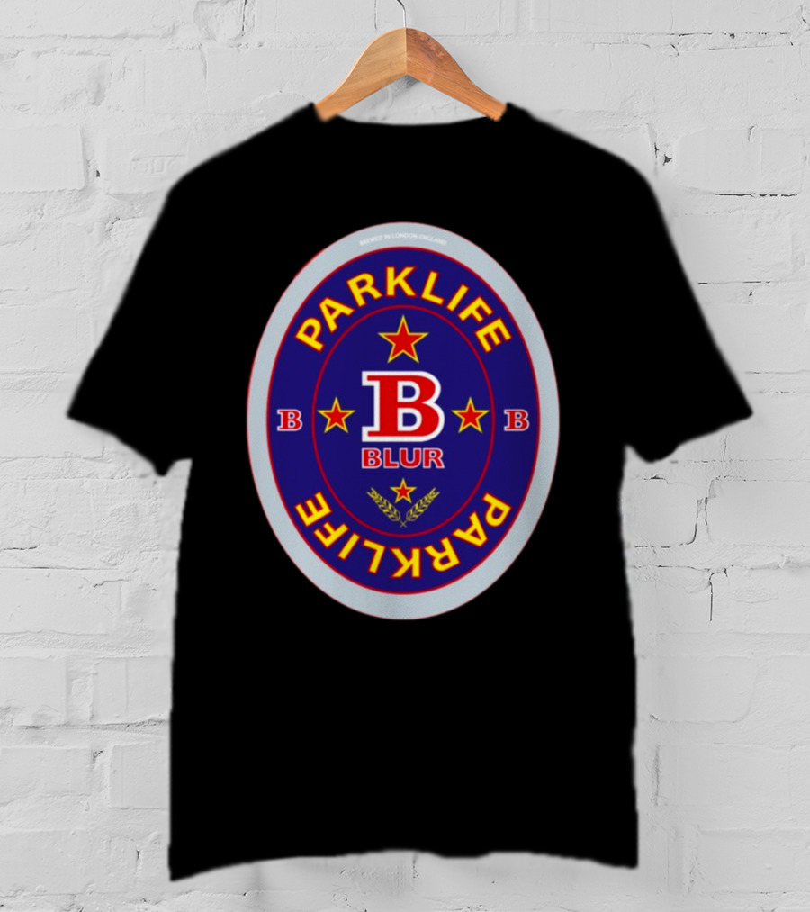 Blur Parklife Beermat Brewed In London England B Logo B Stars T-Shirt