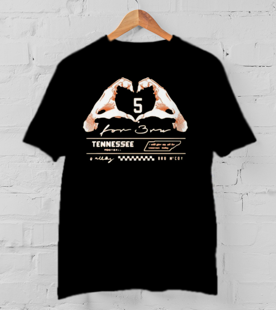 Bru McCoy Tennessee Football Heart 5 For Bru T-Shirt