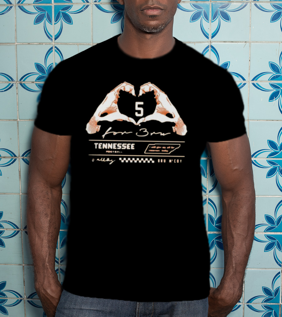 Bru McCoy Tennessee Football Heart 5 For Bru T-Shirt