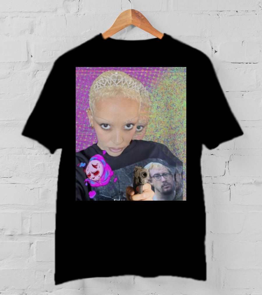 Doja Cat Sam Hyde Tiara Emoji Gun Sweater Multicolored Background T-Shirt