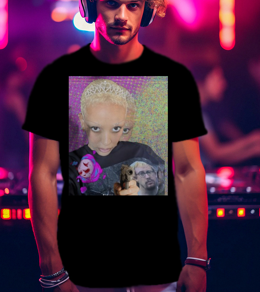 Doja Cat Sam Hyde Tiara Emoji Gun Sweater Multicolored Background T-Shirt