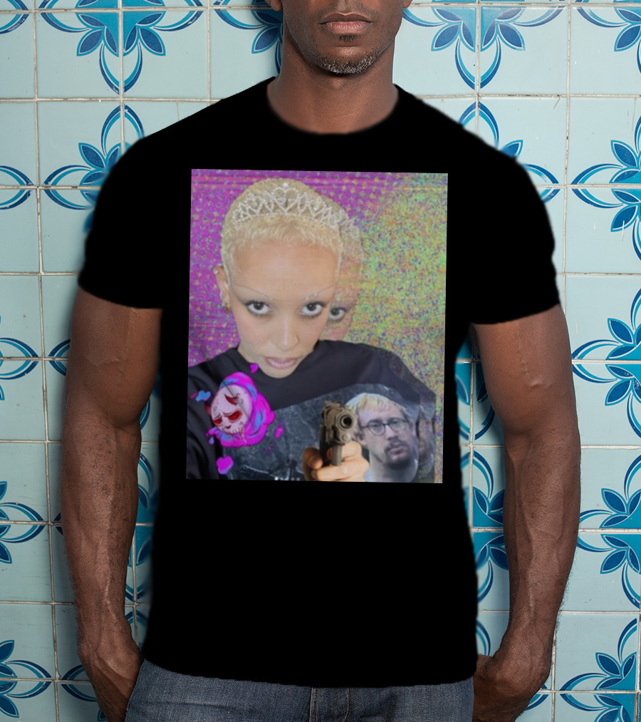 Doja Cat Sam Hyde Tiara Emoji Gun Sweater Multicolored Background T-Shirt