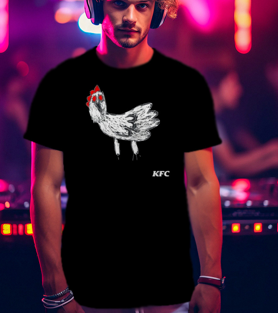 KFC Chicken Sketch With Red Accents T-Shirt