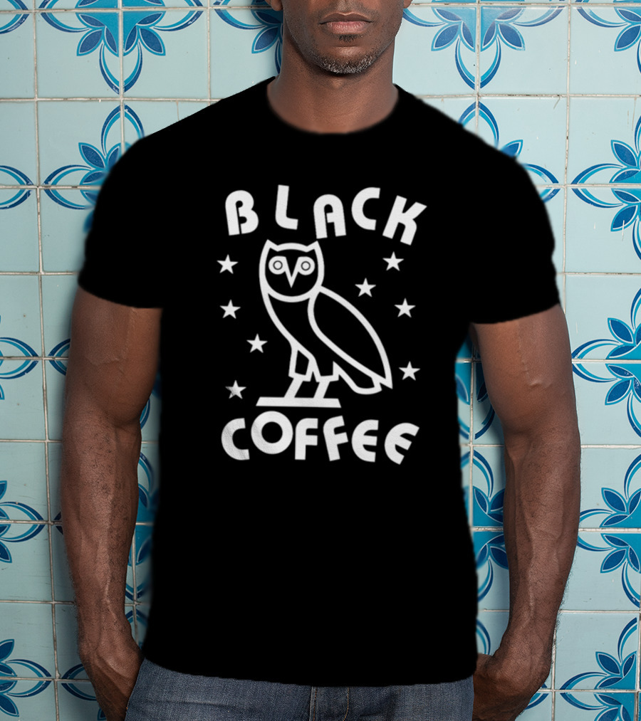 Black Coffee Owl Stars T-Shirt