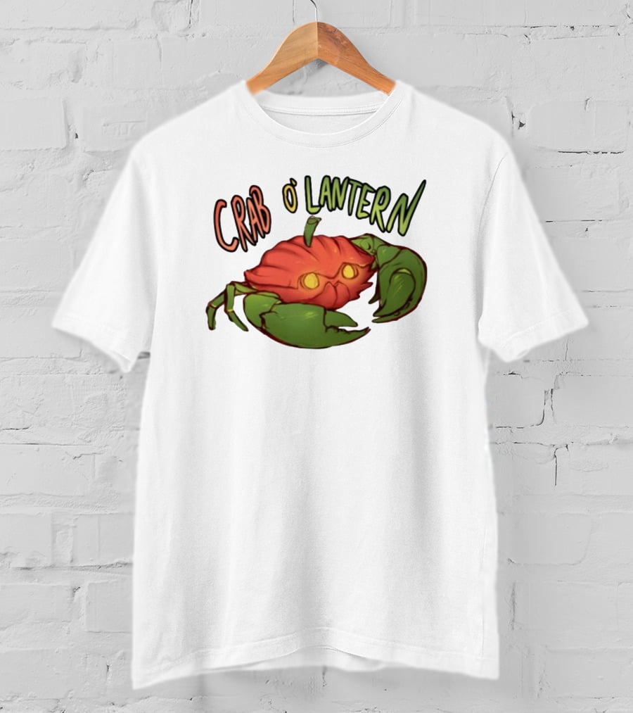Crab O' Lantern Pumpkin Crab Creature With Glowing Eyes T-Shirt