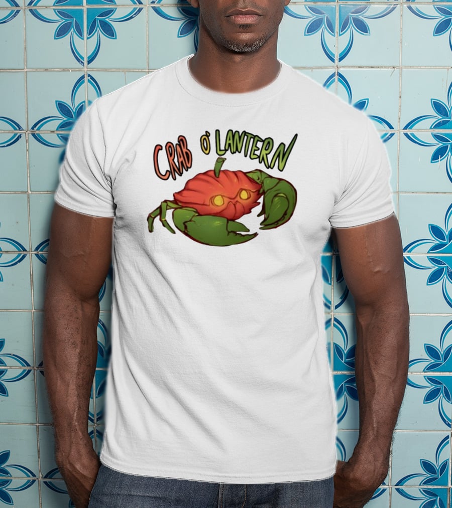 Crab O' Lantern Pumpkin Crab Creature With Glowing Eyes T-Shirt