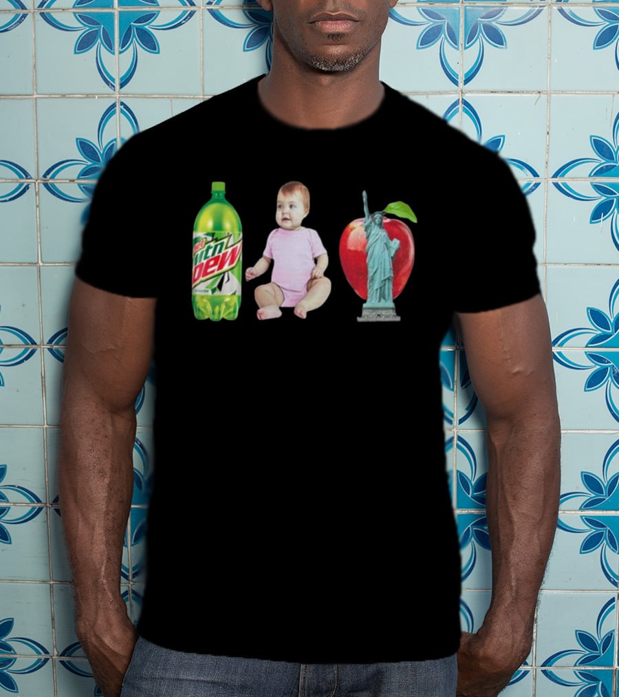 Diet Mountain Dew Baby Statue Of Liberty Apple New York City T-Shirt