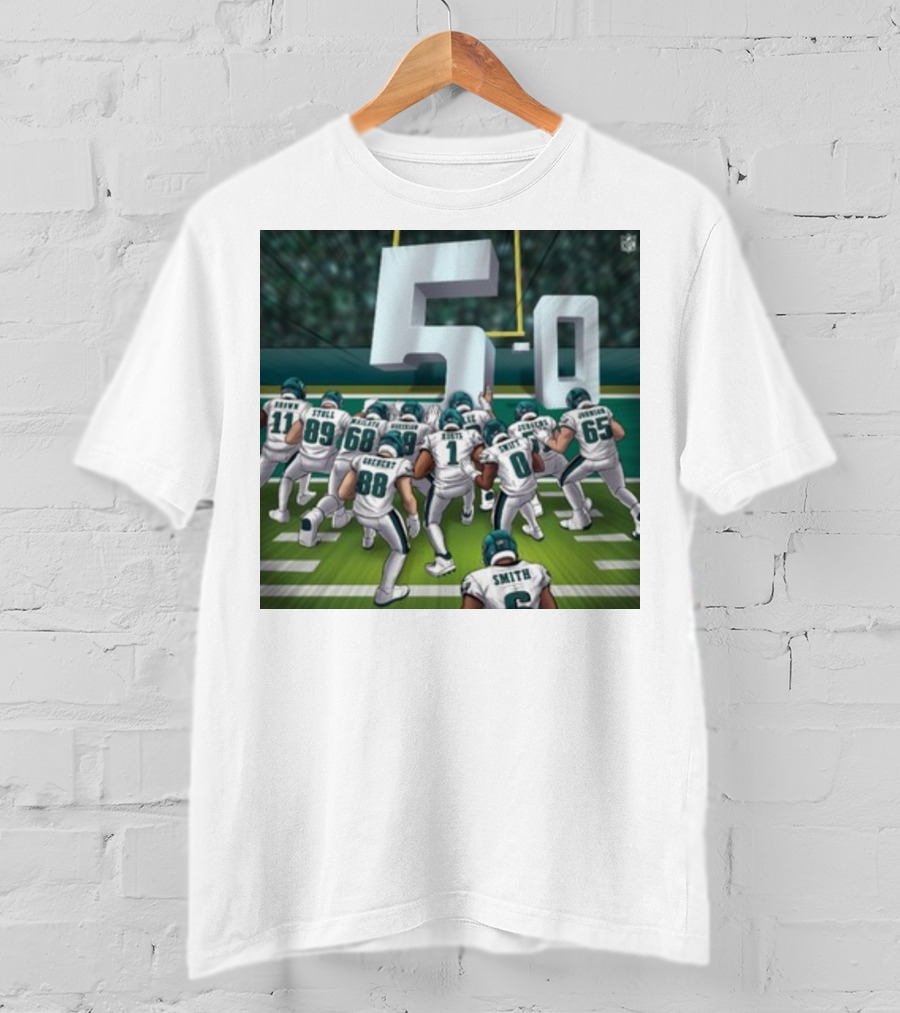 Jalen Hurts Brotherly Shove 5-0 Eagles Victory T-Shirt