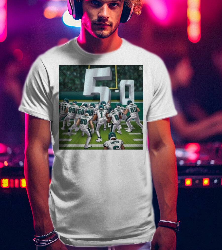 Jalen Hurts Brotherly Shove 5-0 Eagles Victory T-Shirt