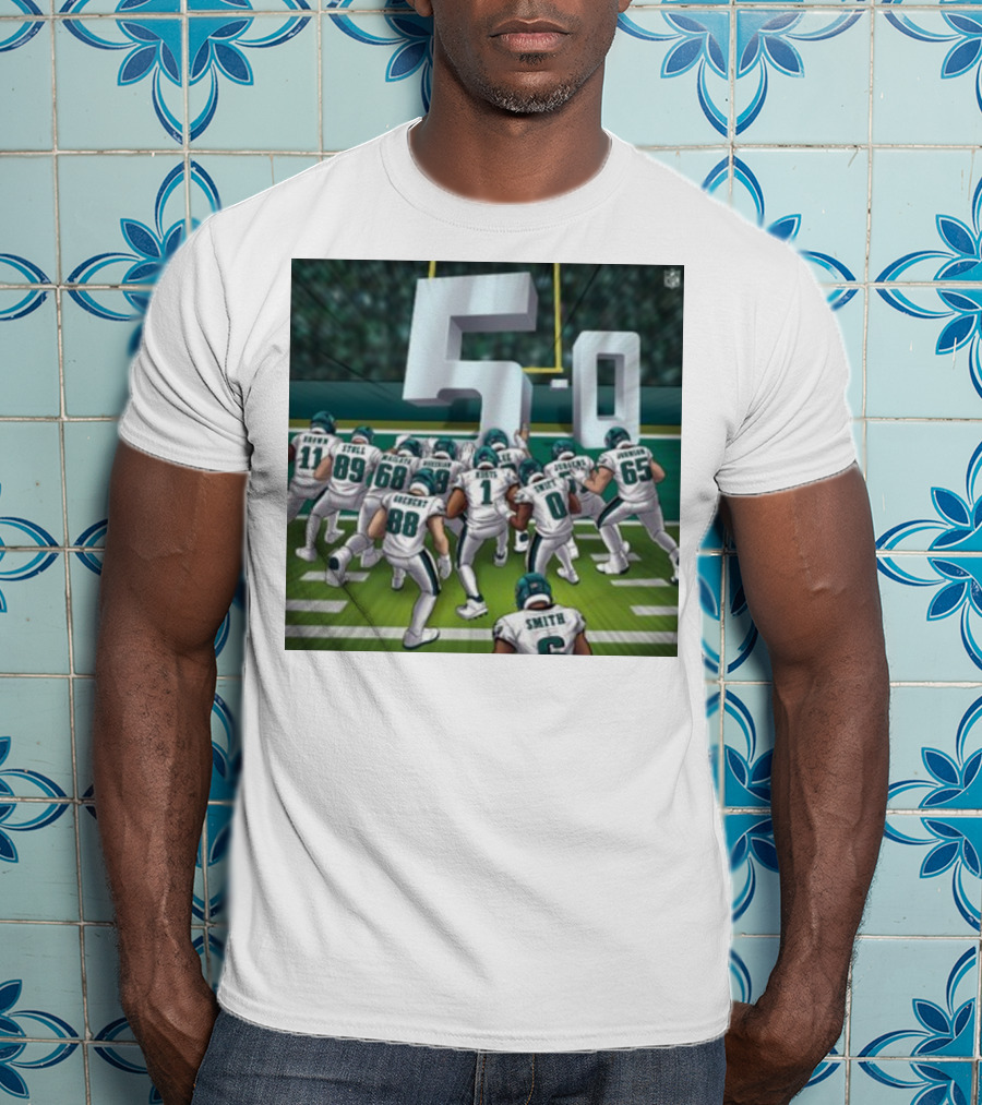 Jalen Hurts Brotherly Shove 5-0 Eagles Victory T-Shirt