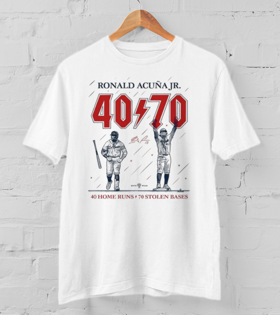 Ronald Acuña Jr 40 70 40 Home Runs 70 Stolen Bases T-Shirt
