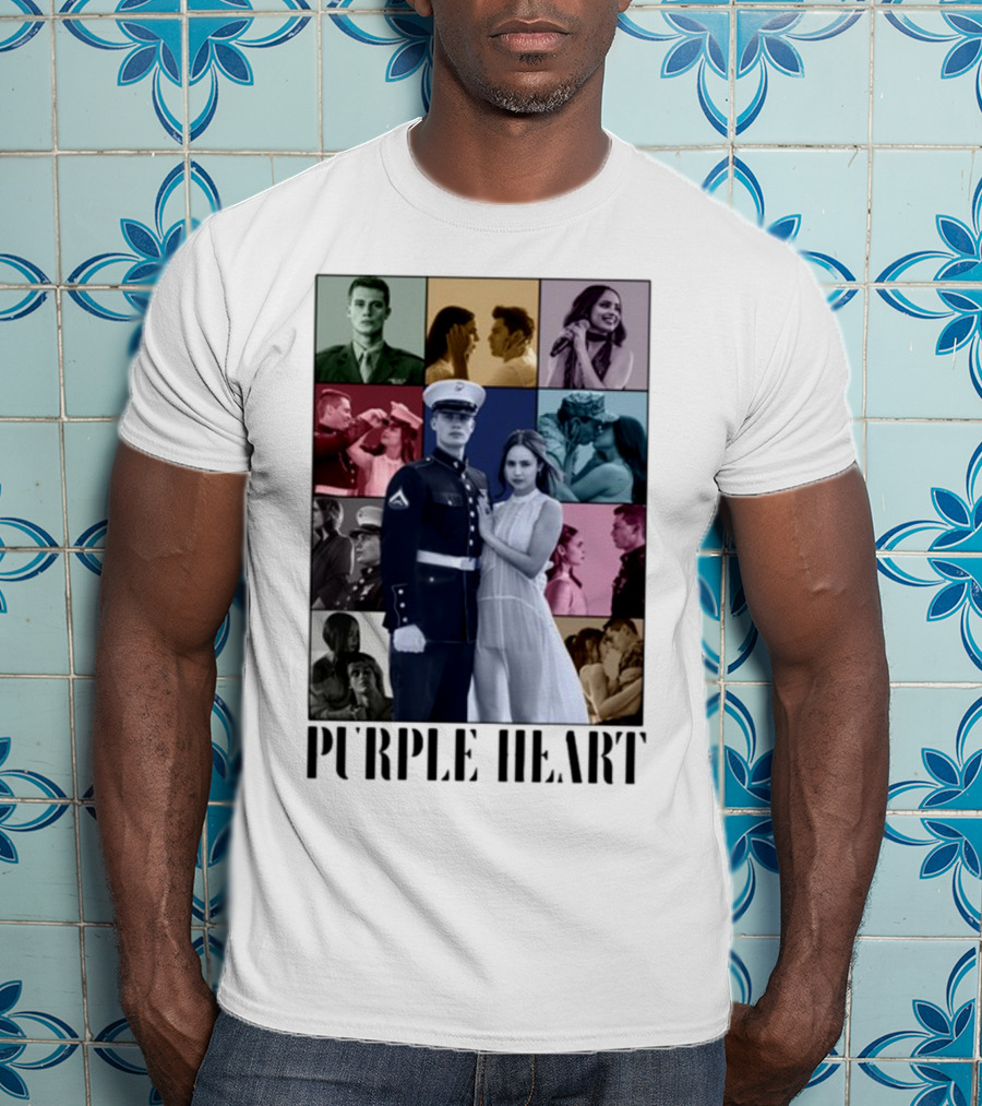Purple Hearts Romantic Military Love Story Collage T-Shirt