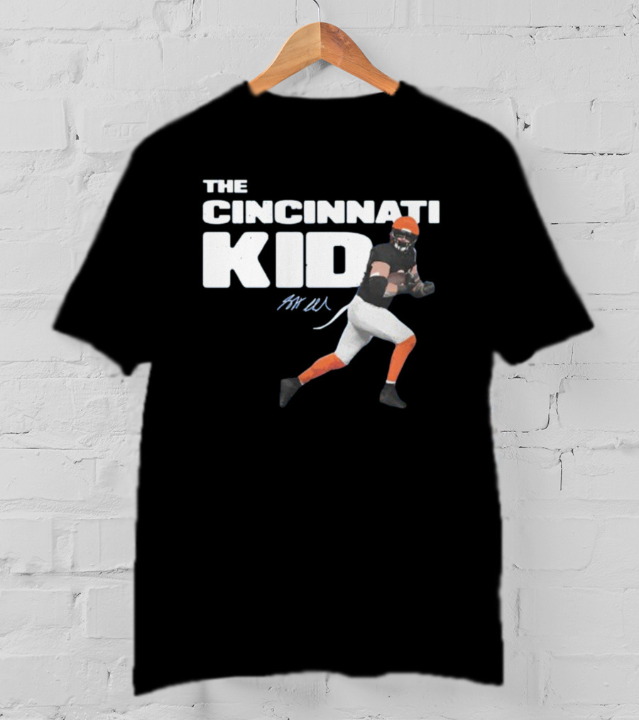 The Cincinnati Kid Football Player Graphic With Signature In Orange And Black T-Shirt