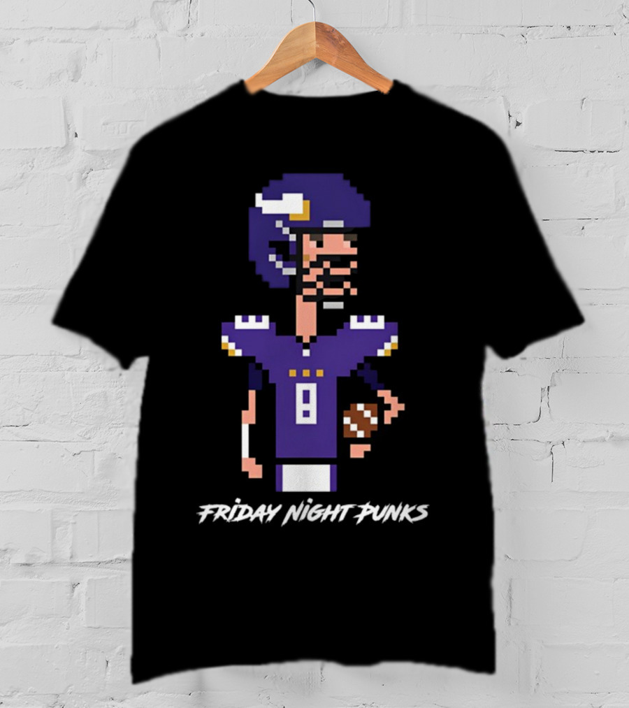 Friday Night Punks Purple Pixelated Football Quarterback Holding Ball T-Shirt