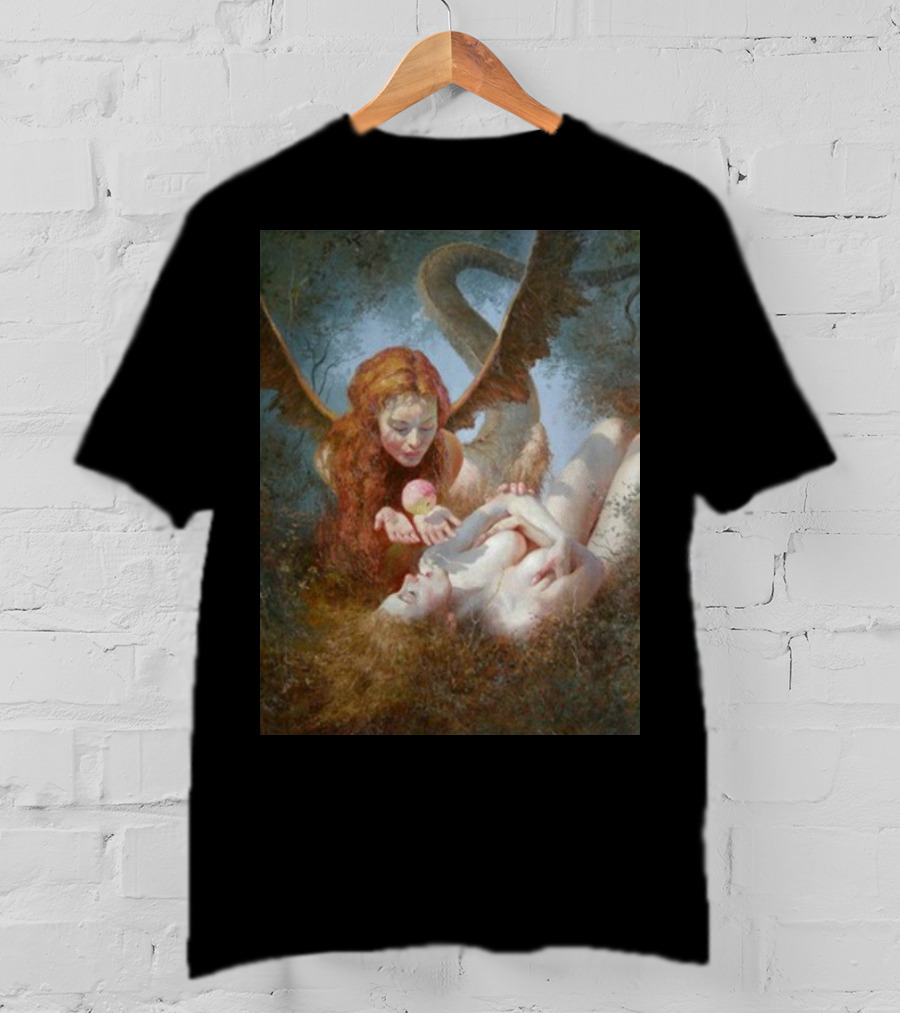 Lilith And Eve 1963 Apple Serpent Wings Mythical Encounter By Yuri Klapouh T-Shirt