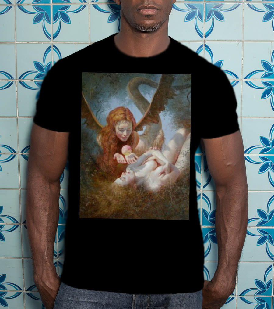 Lilith And Eve 1963 Apple Serpent Wings Mythical Encounter By Yuri Klapouh T-Shirt