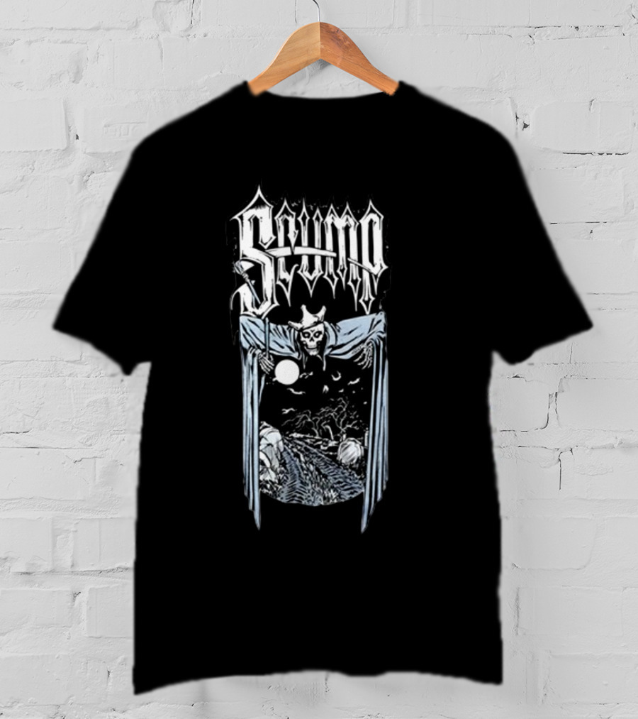Scump Graveyard Skull Grim Reaper Nighttime Moon Scene T-Shirt