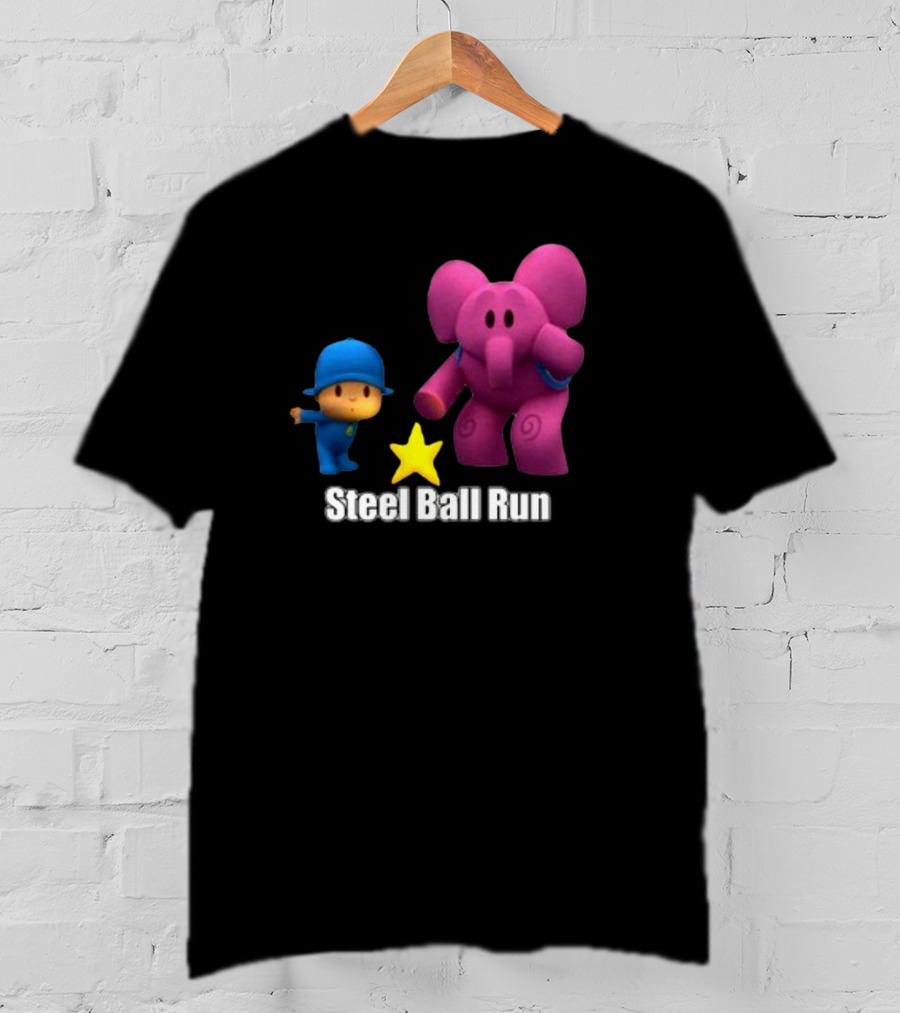 Pocoyo And Pink Elephant Star Steel Ball Run T-Shirt