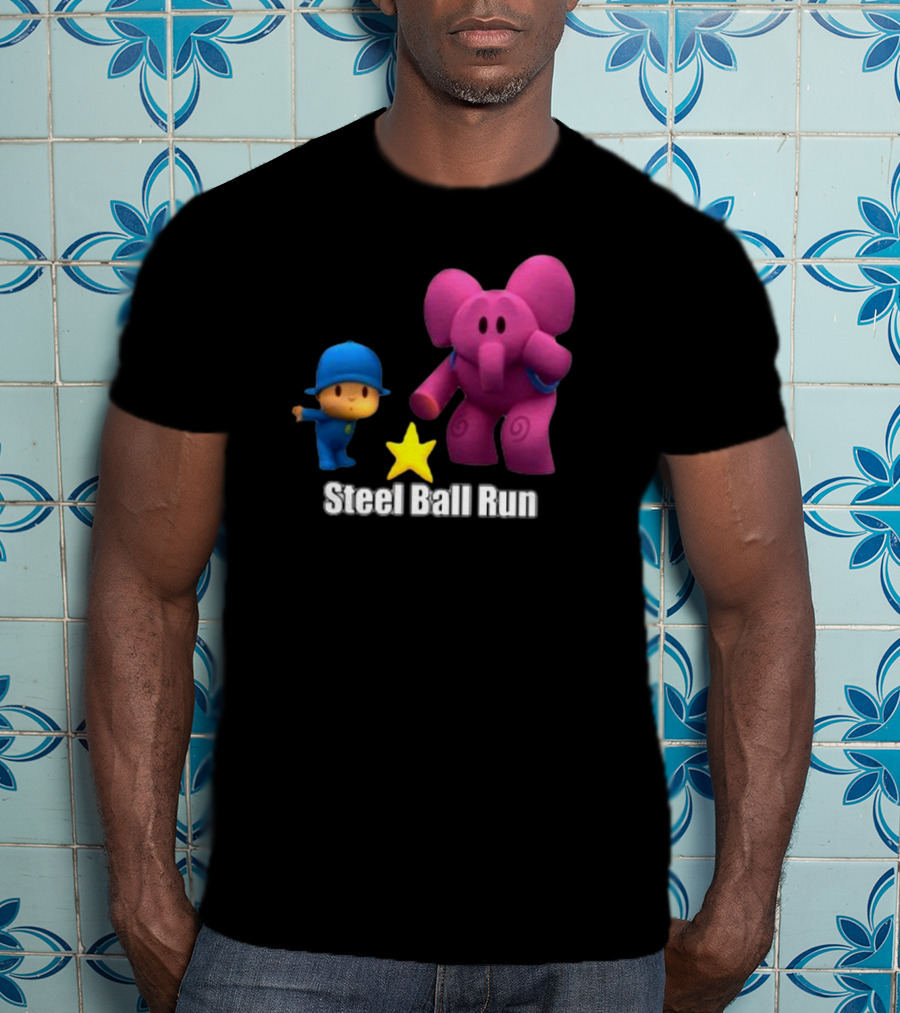 Pocoyo And Pink Elephant Star Steel Ball Run T-Shirt