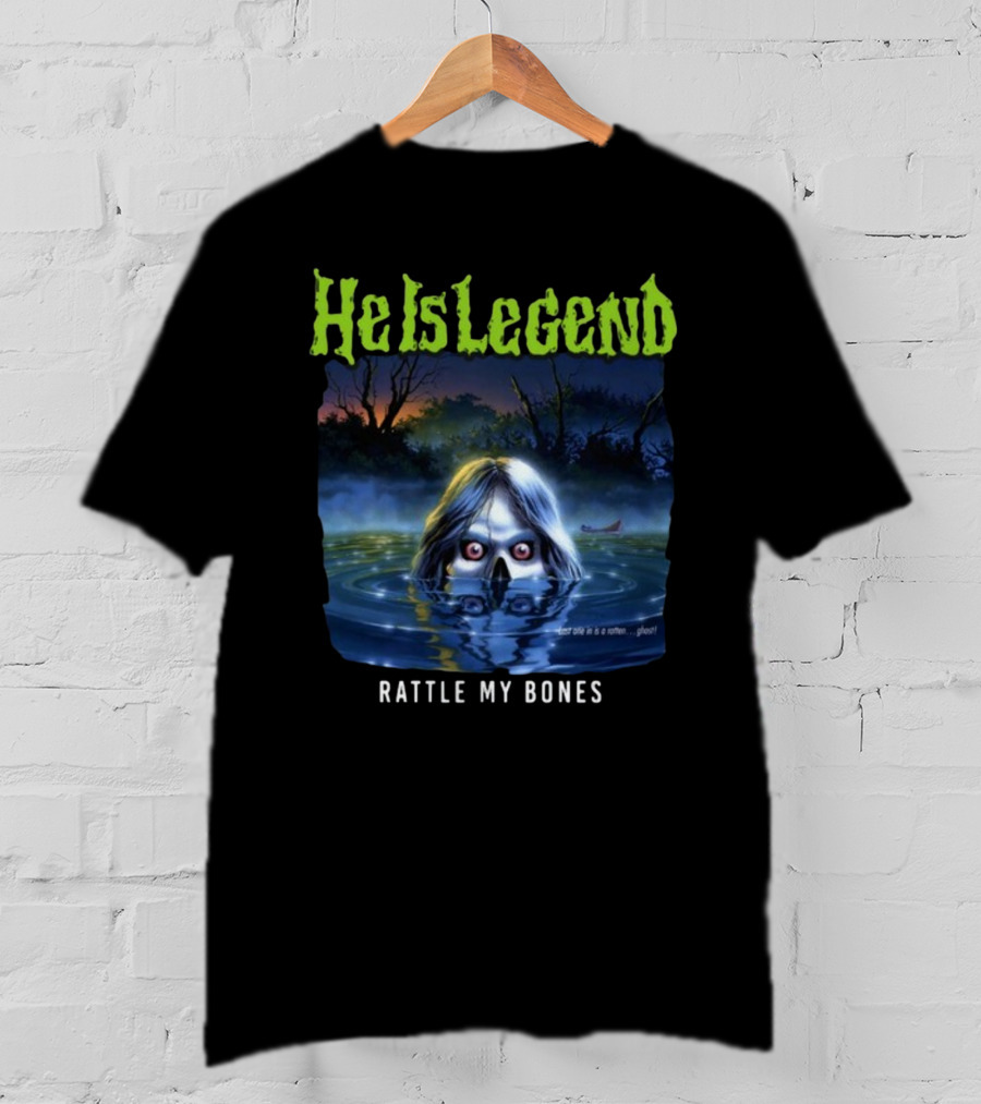 He Is Legend Rattle My Bones Eerie Forest Lake Ghostly Face T-Shirt