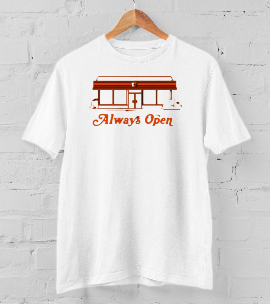 Always Open Retro Diner Neon Outline T-Shirt