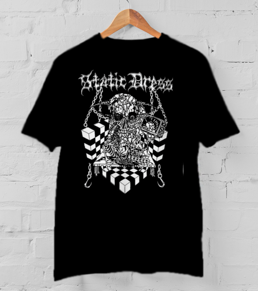 Kerrang X Static Dress Skull Chains Optical Illusion T-Shirt