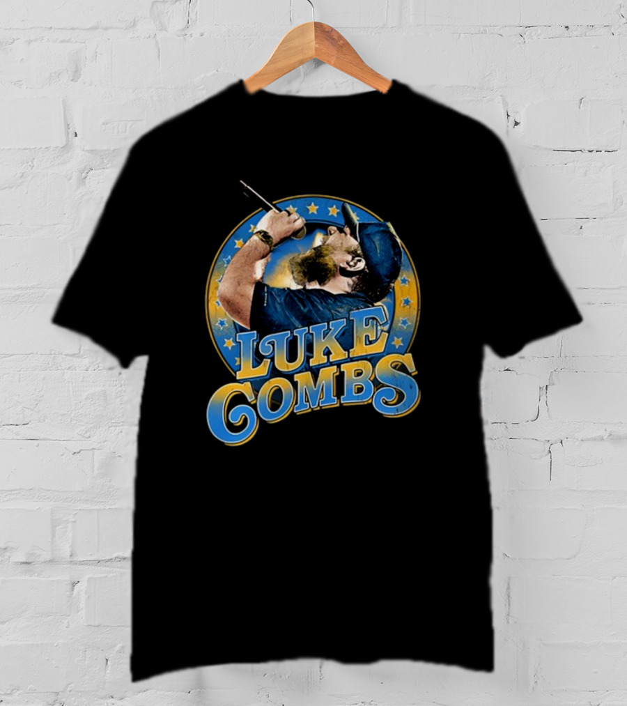 Luke Combs Beer Never Broke My Heart Music Star Performance Blue Cap Microphone T-Shirt