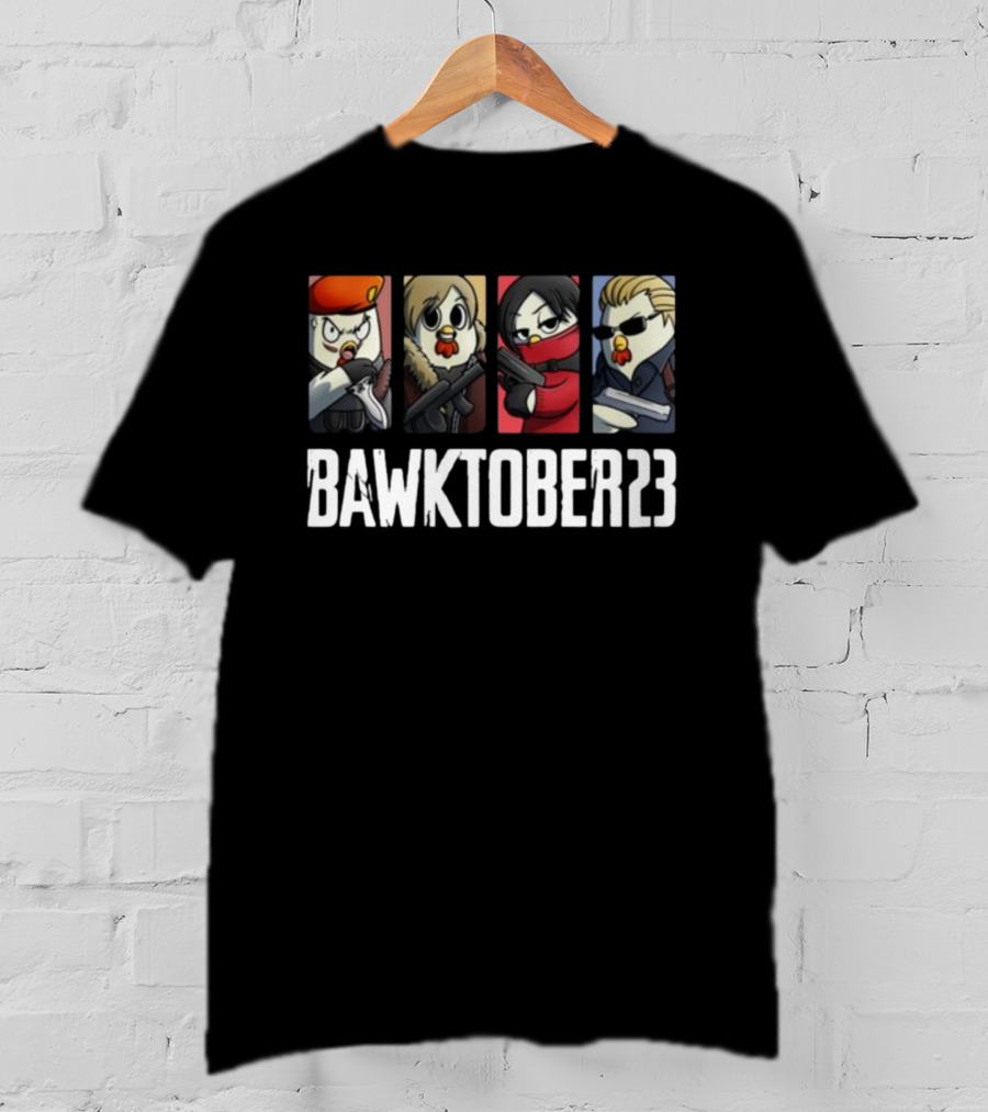 Bawktober 23 Chicken Characters With Weapons T-Shirt