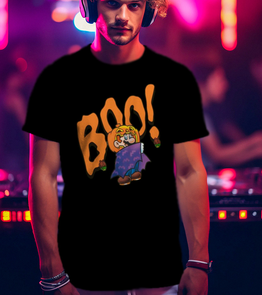 Nintendo NY Super Mario Boo Halloween Pumpkin Ghost Mario T-Shirt