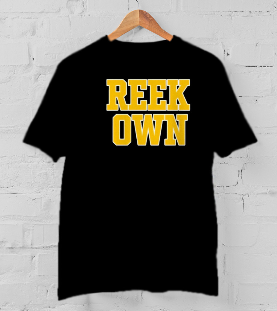 REEK OWN Bold Yellow Block Letters On Black Square T-Shirt