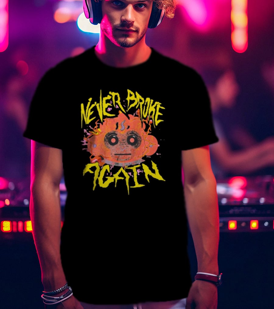 Never Broke Again Static Monkey Face With Graffiti T-Shirt