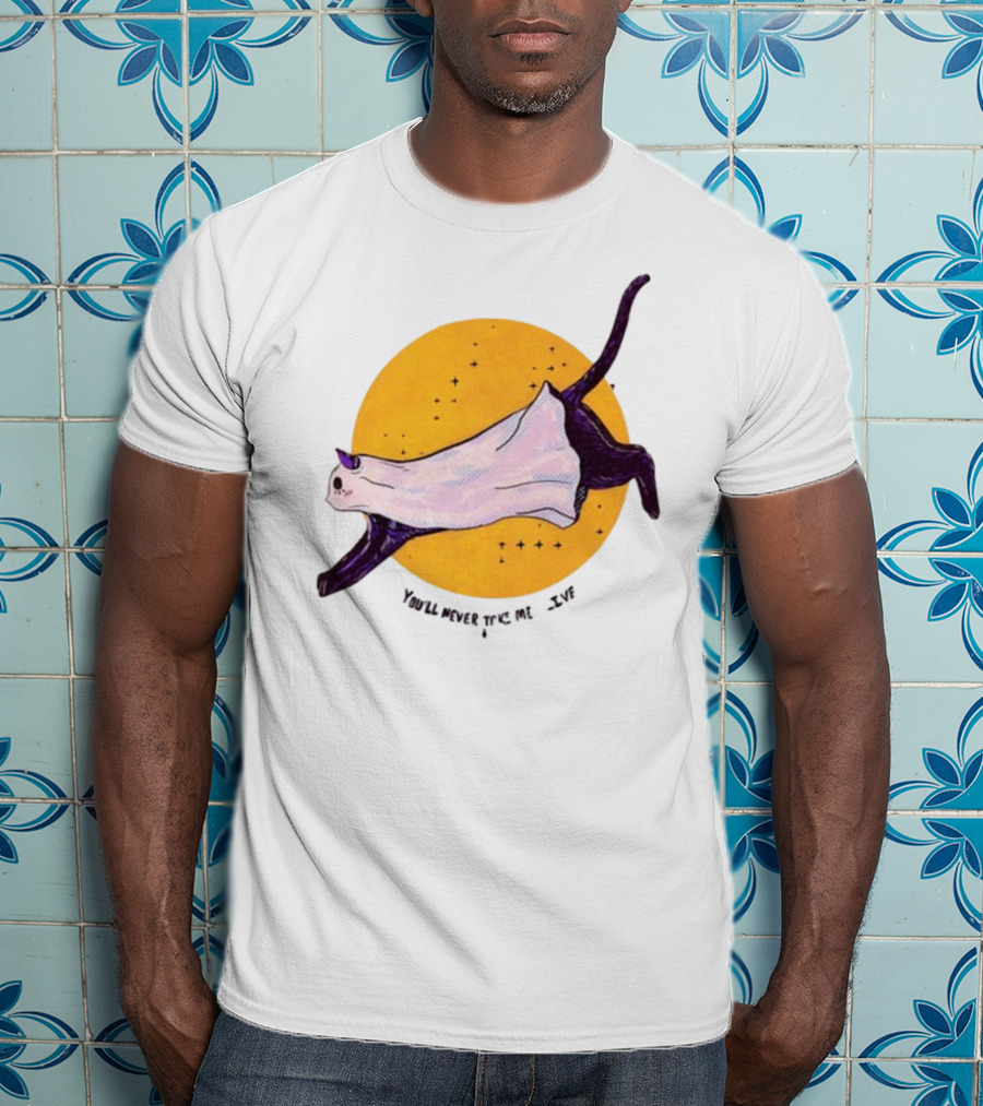 You’ll Never Take Me Alive Cat In Ghost Costume With Yellow Moon And Stars T-Shirt