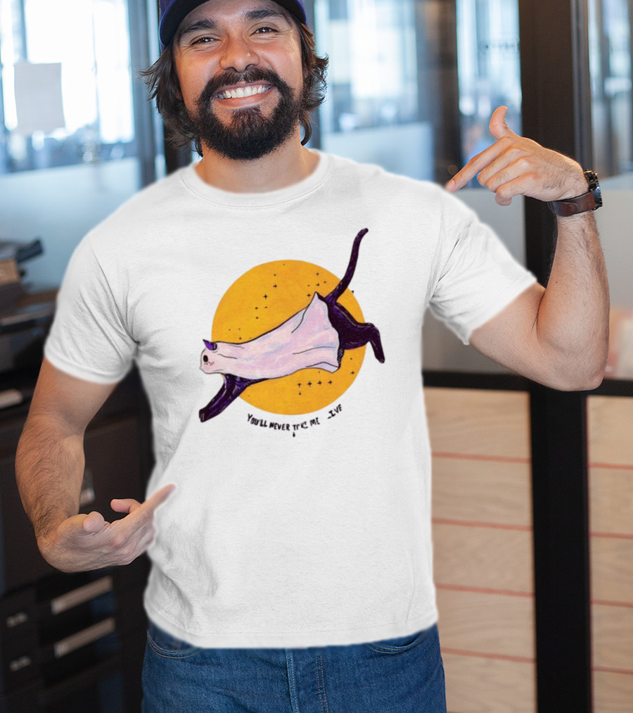 You’ll Never Take Me Alive Cat In Ghost Costume With Yellow Moon And Stars T-Shirt