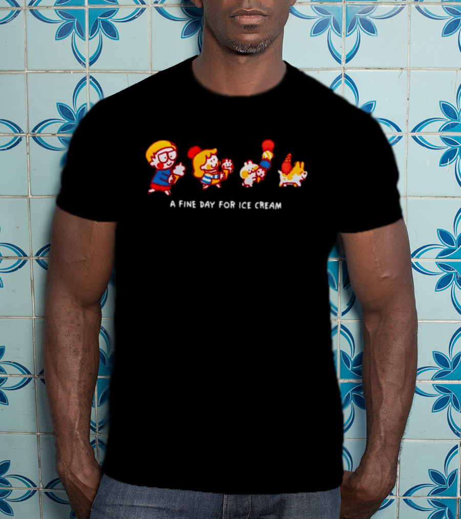 A Fine Day For Ice Cream With Colorful Characters And Dog T-Shirt