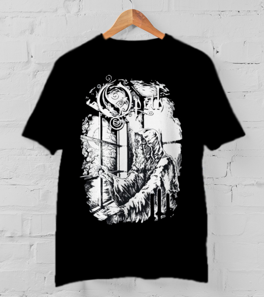 Opet Hooded Figure At Gothic Windowpane T-Shirt