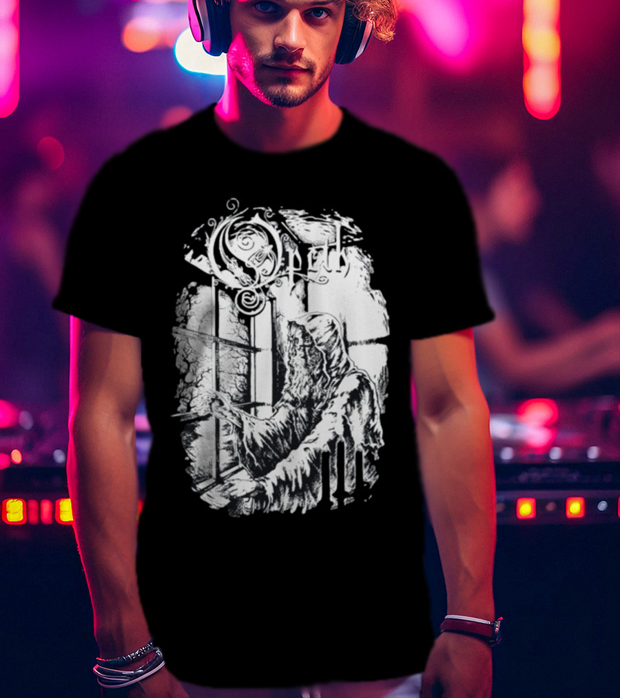 Opet Hooded Figure At Gothic Windowpane T-Shirt