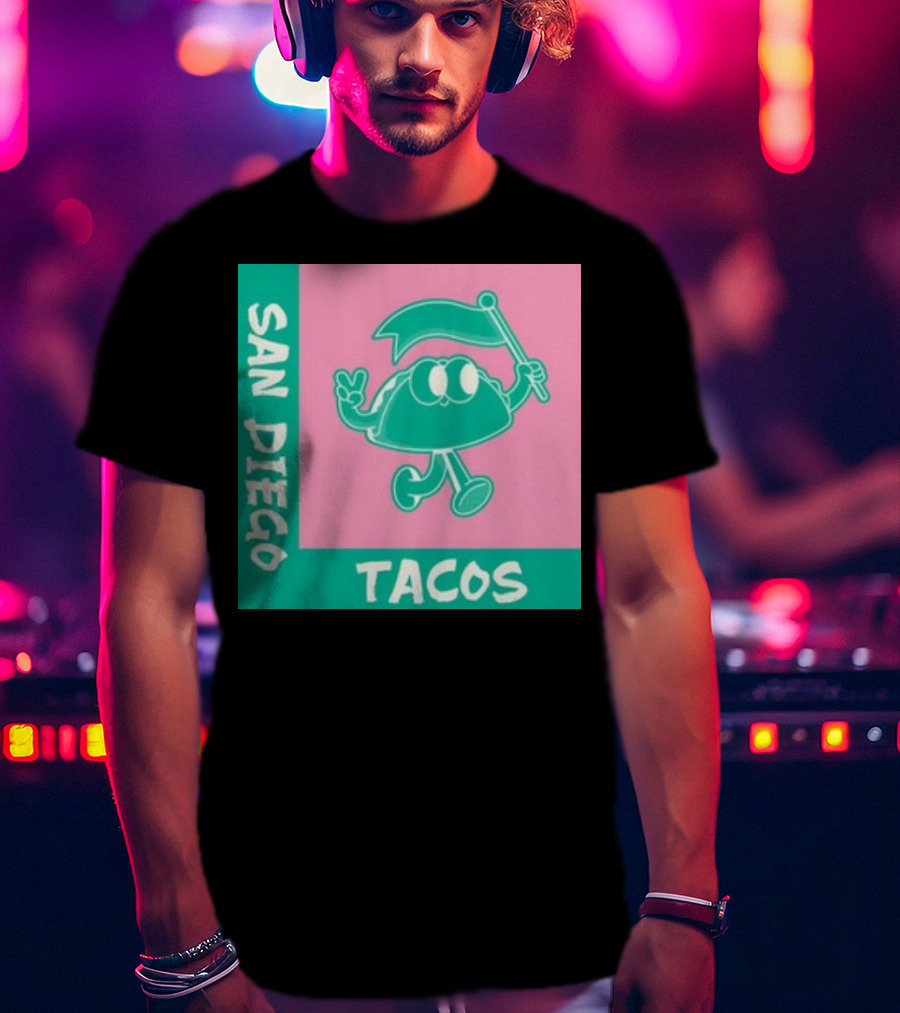 San Diego Tacos Cartoon Flag T-Shirt