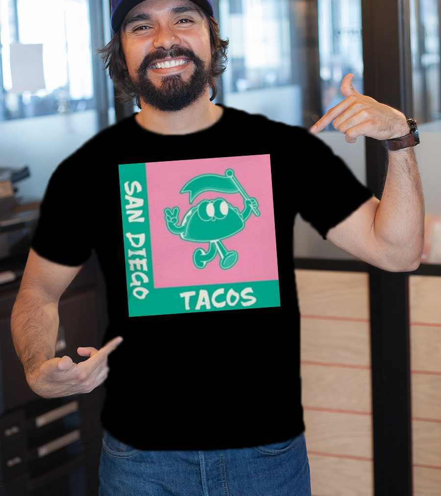 San Diego Tacos Cartoon Flag T-Shirt