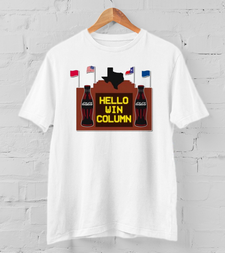Coca-Cola Hello Win Column Texas Flags Retro T-Shirt