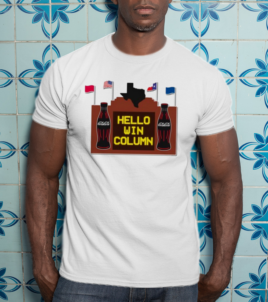 Coca-Cola Hello Win Column Texas Flags Retro T-Shirt