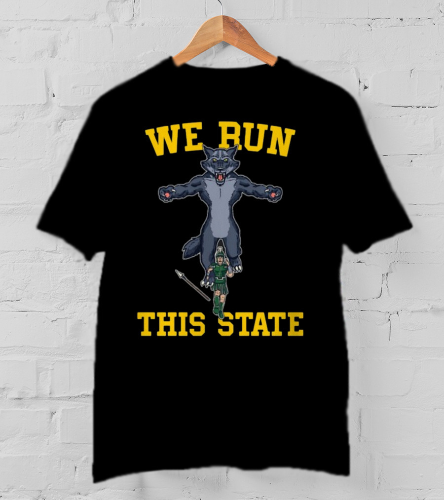 We Run This State Wolf And Spartan Warrior T-Shirt