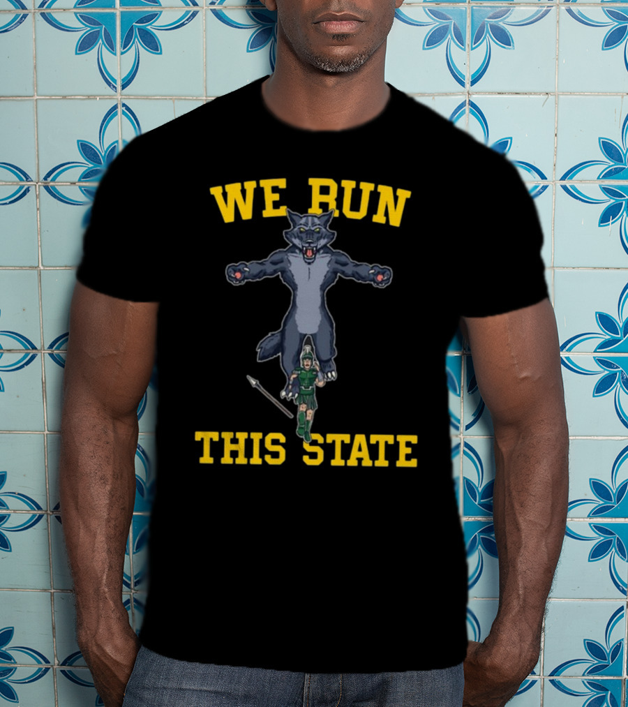 We Run This State Wolf And Spartan Warrior T-Shirt