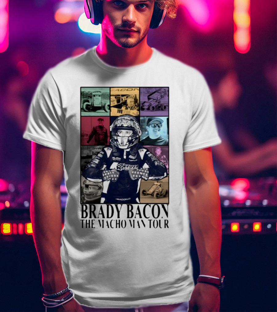 Brady Bacon Racing Iconography Collage The Macho Man Tour T-Shirt
