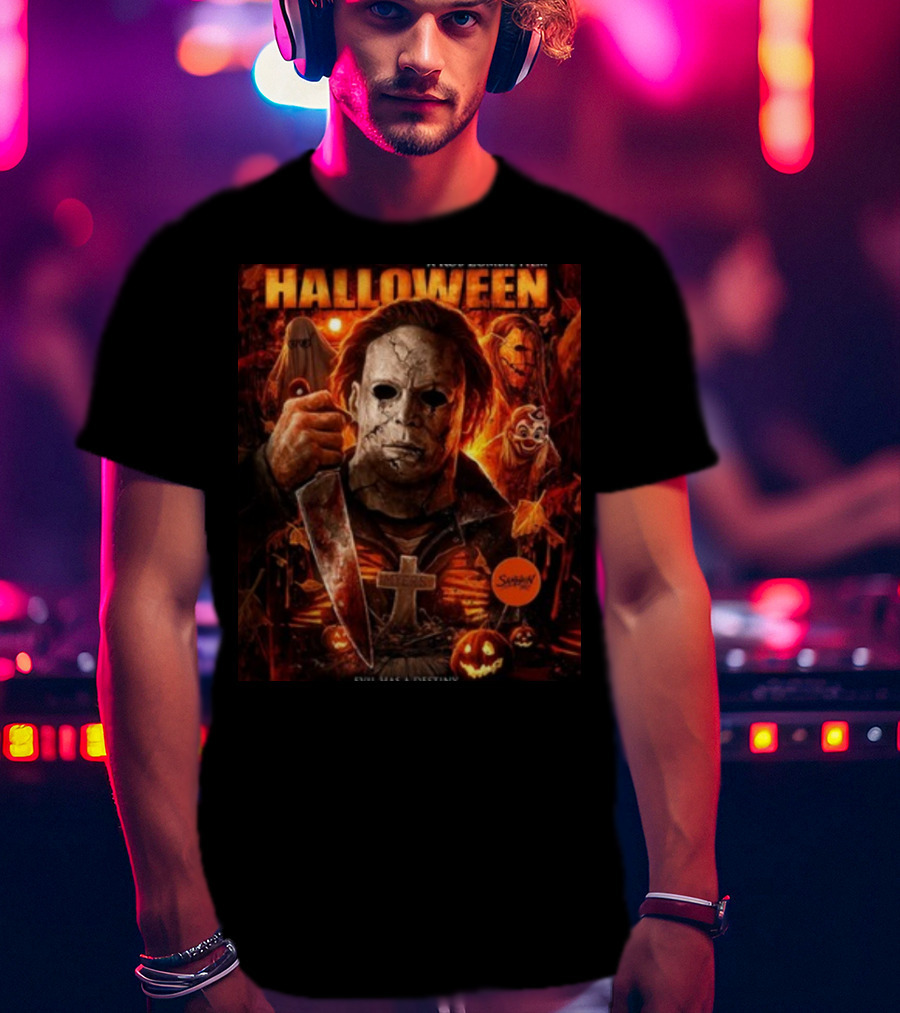Rob Zombie's Halloween Evil Has A Destiny Michael Myers Mask Knife Horror Scene T-Shirt
