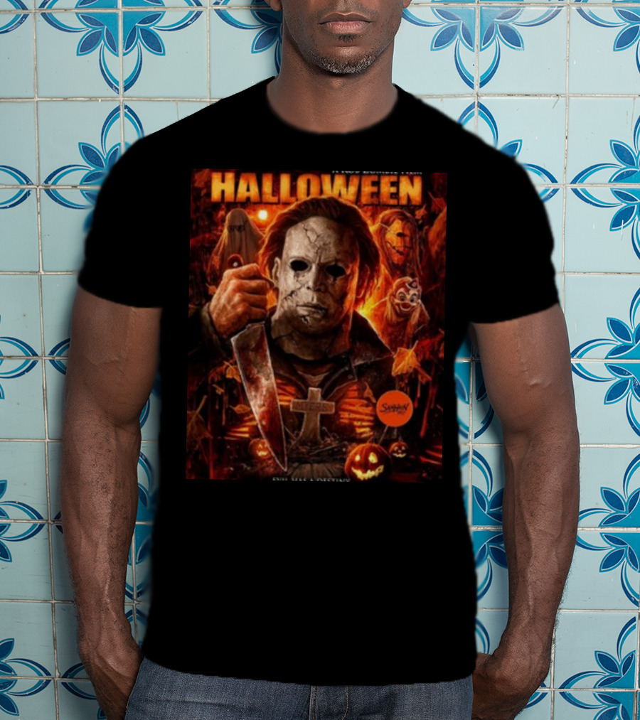 Rob Zombie's Halloween Evil Has A Destiny Michael Myers Mask Knife Horror Scene T-Shirt