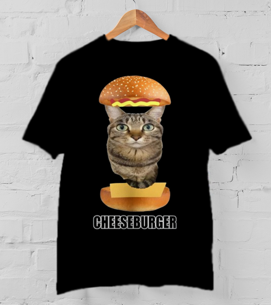 Goofyahhtees Cat Cheeseburger Humor T-Shirt