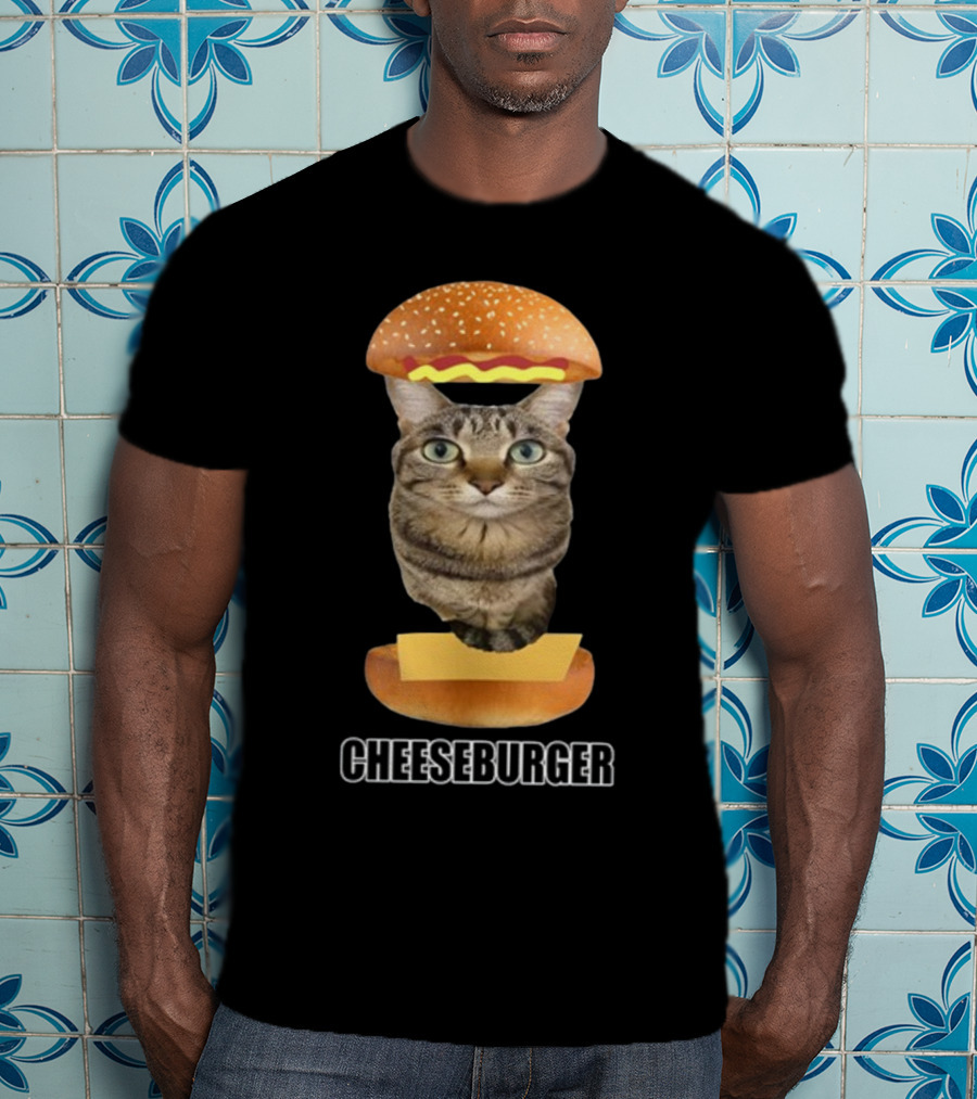 Goofyahhtees Cat Cheeseburger Humor T-Shirt
